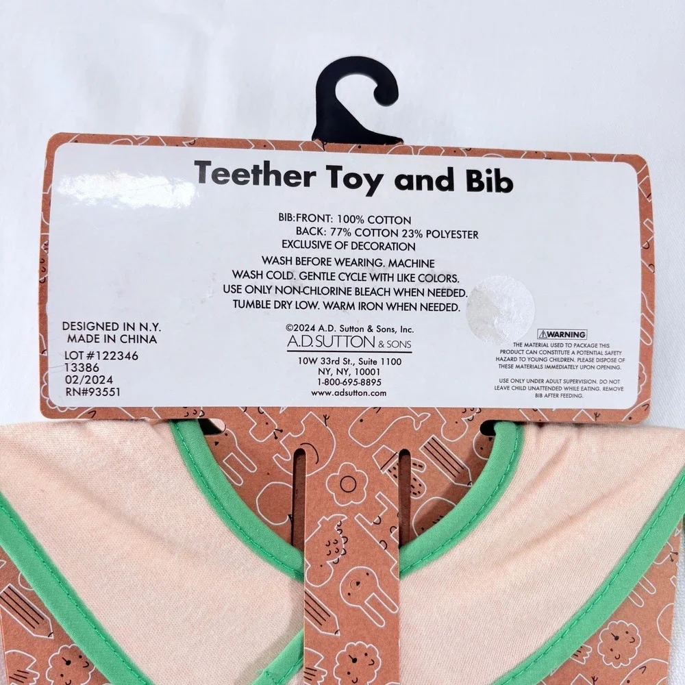 Baby Essentials Bib Teether Toy Daddy's Fishing Buddy Bear